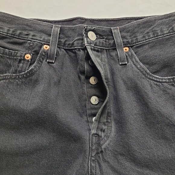 Levi's 501 Original Cutoff Shorts Black High Rise Size 28 Button Fly Festival - Picture 5 of 12